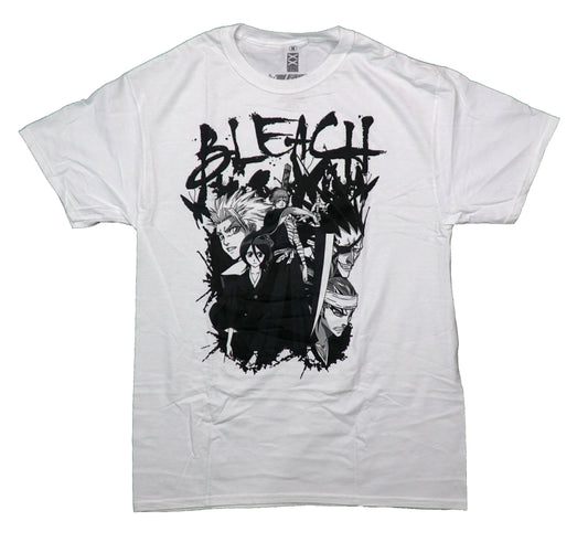 Bleach Mens T-Shirt -Black and White Cast Under Name