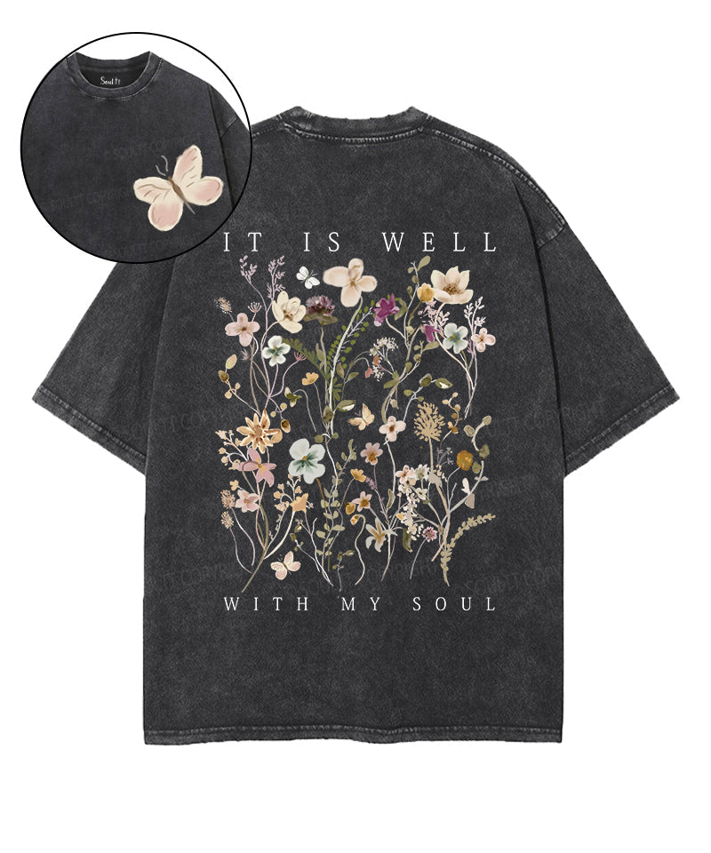 It Is Well With My Soul Double Sided Unisex Washed Christian T-shirt Style001