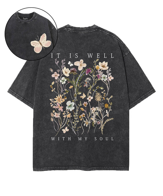 It Is Well With My Soul Double Sided Unisex Washed Christian T-shirt Style001