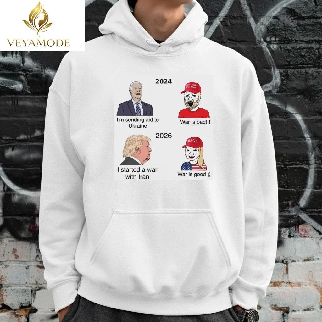 2024 Biden I’m sending aid to Ukraine MAGA War is bad 2026 Trump I started a war with Iran tee