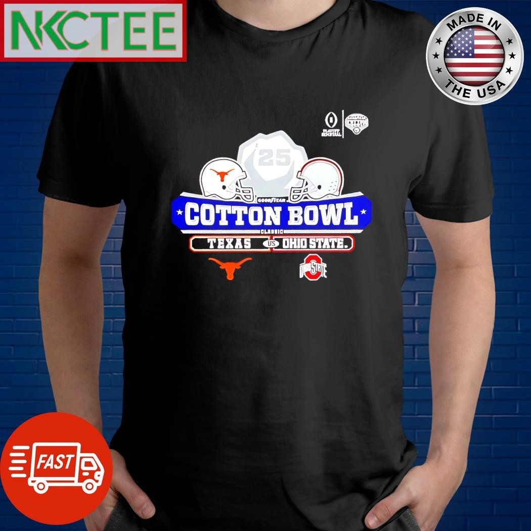 2025 Cotton Bowl Classic Ohio State Buckeyes Vs Texas Longhorns Dueling helmet shirt