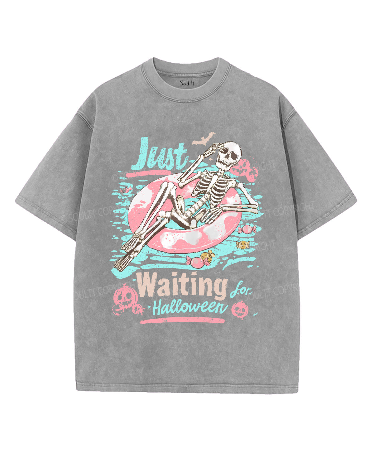 Just Waiting For Halloween Unisex Washed Christian T-shirt Style001