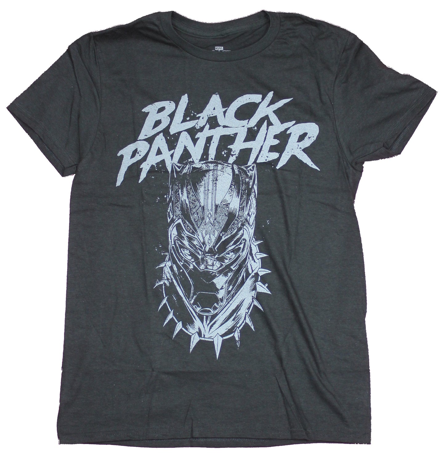 Black Panther Mens  T-Shirt - Gray Sketch Face Under Name