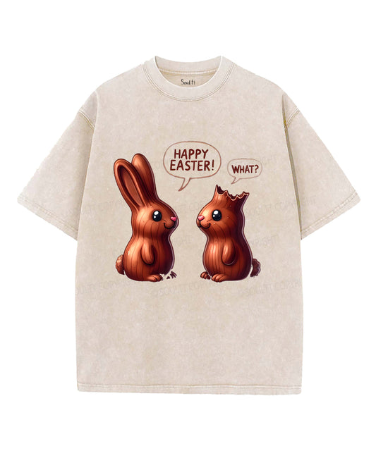 Happy Easter Unisex Washed Christian T-shirt