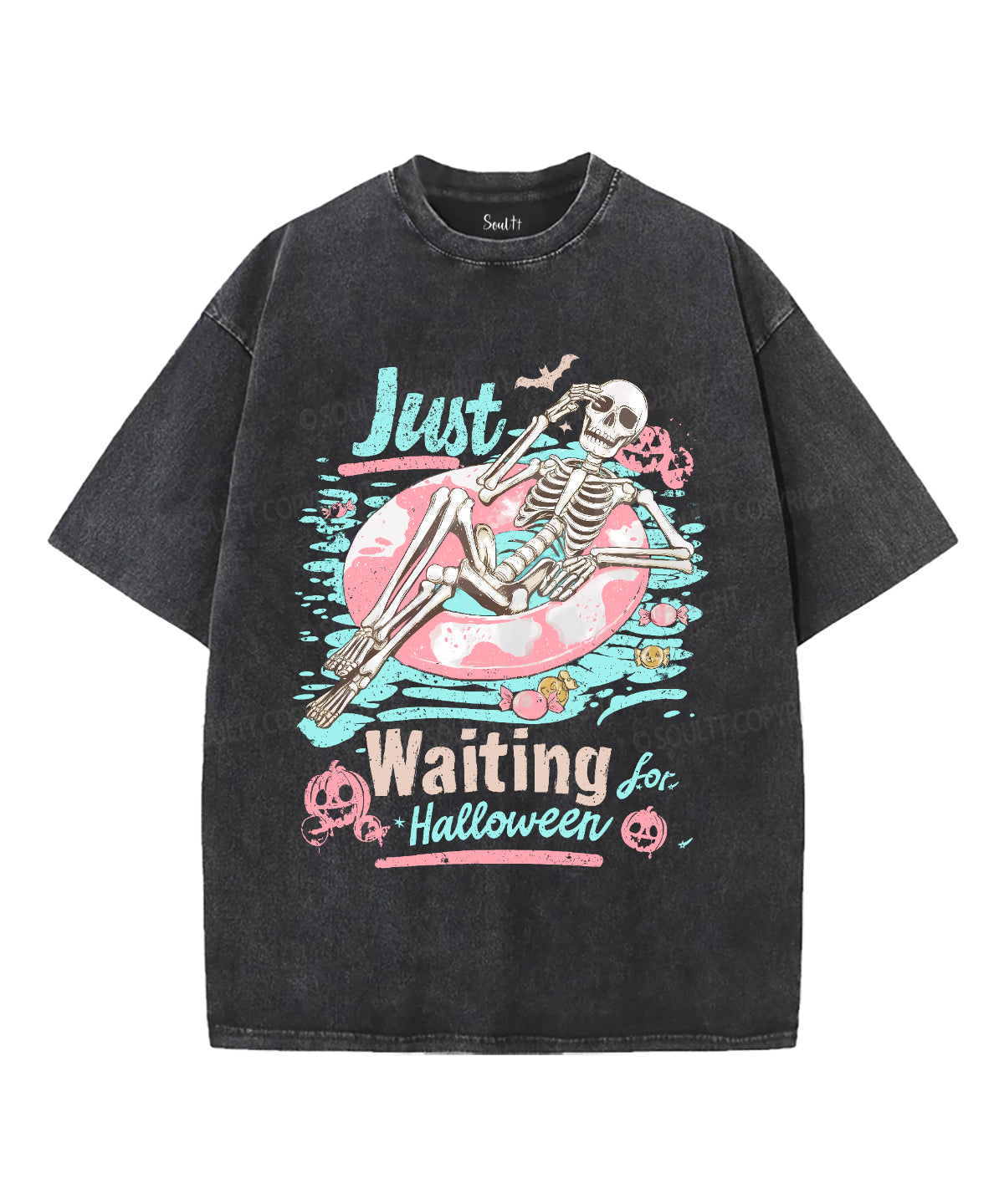 Just Waiting For Halloween Unisex Washed Christian T-shirt Style001