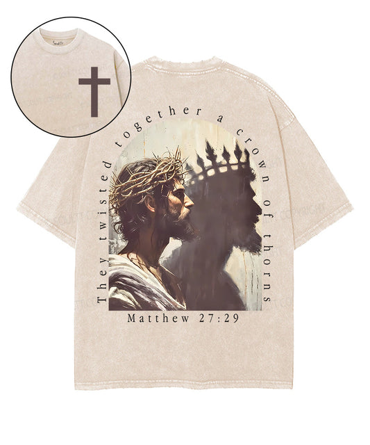 A Crown Of Thorns Double Sided Unisex Washed Christian T-shirt