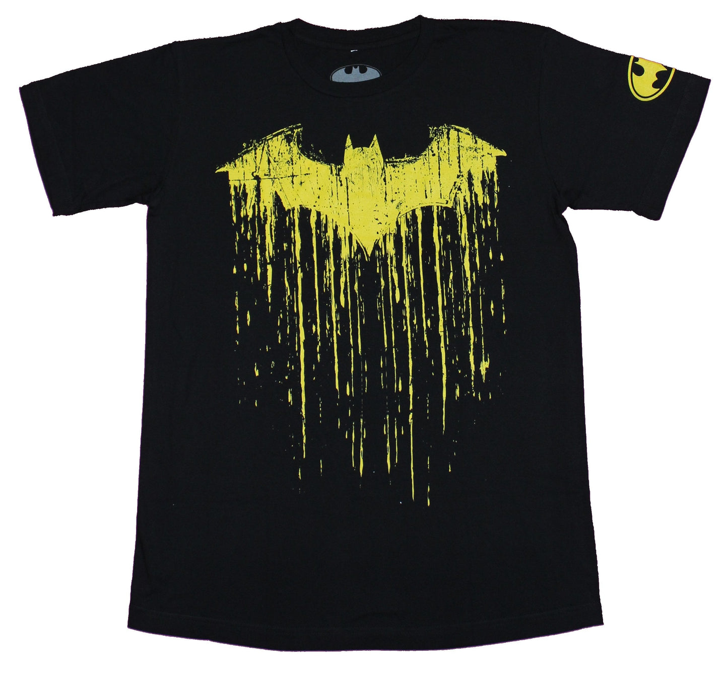 Batman Mens T-Shirt - Dripping Yellow Batwing Logo Image