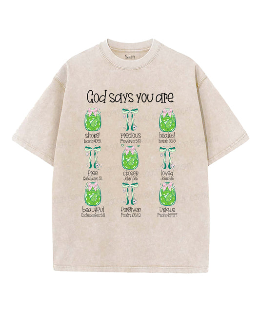 God Says You Are Unisex Washed Christian T-shirt Style001