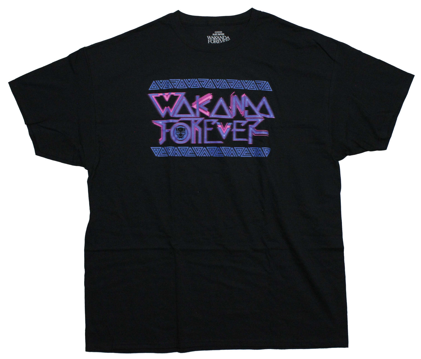 Black Panther Mens T-Shirt - Wakanda Forever Neon Logo