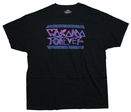 Black Panther Mens T-Shirt - Wakanda Forever Neon Logo