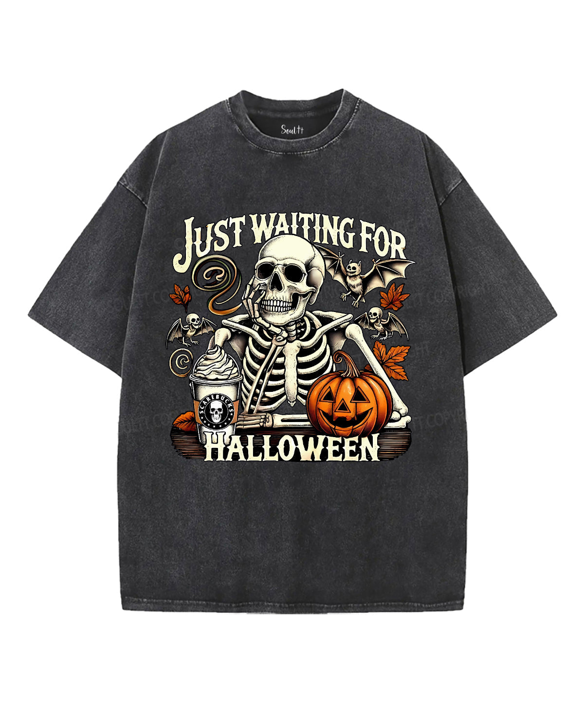 Just Waiting For Halloween Unisex Washed Christian T-shirt