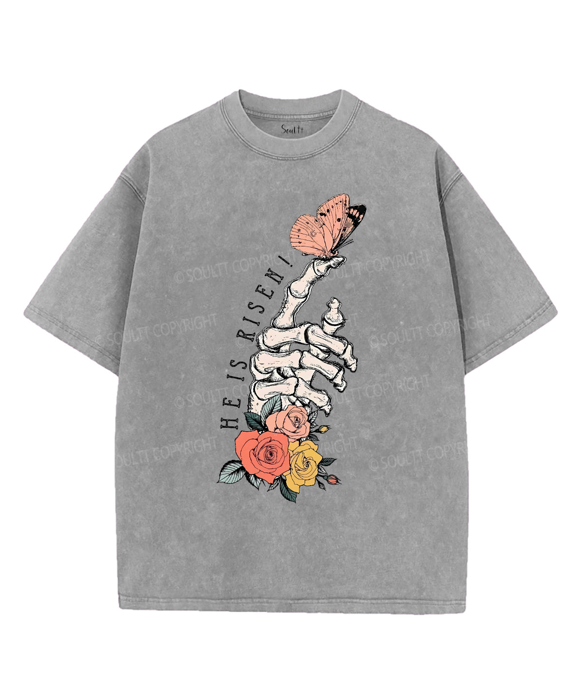He Is Risen Unisex Washed Christian T-shirt Style007