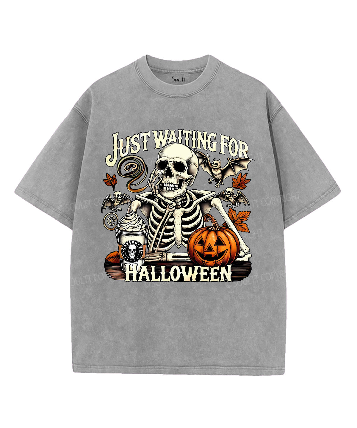 Just Waiting For Halloween Unisex Washed Christian T-shirt