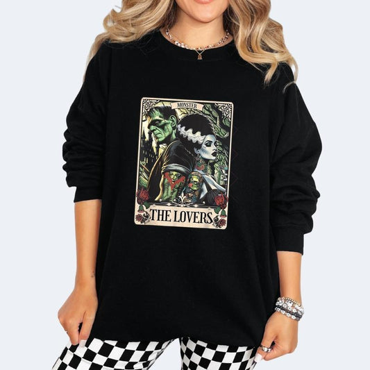 The Lovers  Women's Graphic Pocket Hoodie Long Sleeve Casual Crewneck Sweatshirt for Winter Halloween Pullover Tops for Men & Women Fashion 3/4 Sleeve Everyday Piece with Unique Graphic Print Womenswear