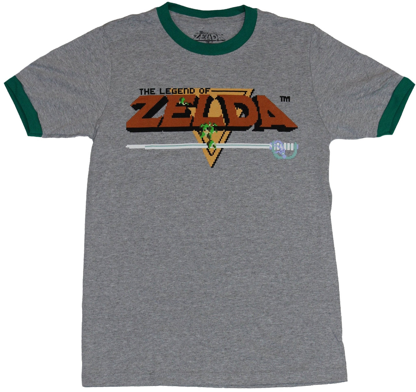 Legend of Zelda Mens Ringer T-Shirt - Classic NES Into Screen Logo Image