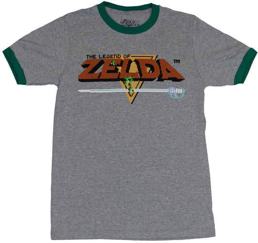Legend of Zelda Mens Ringer T-Shirt - Classic NES Into Screen Logo Image