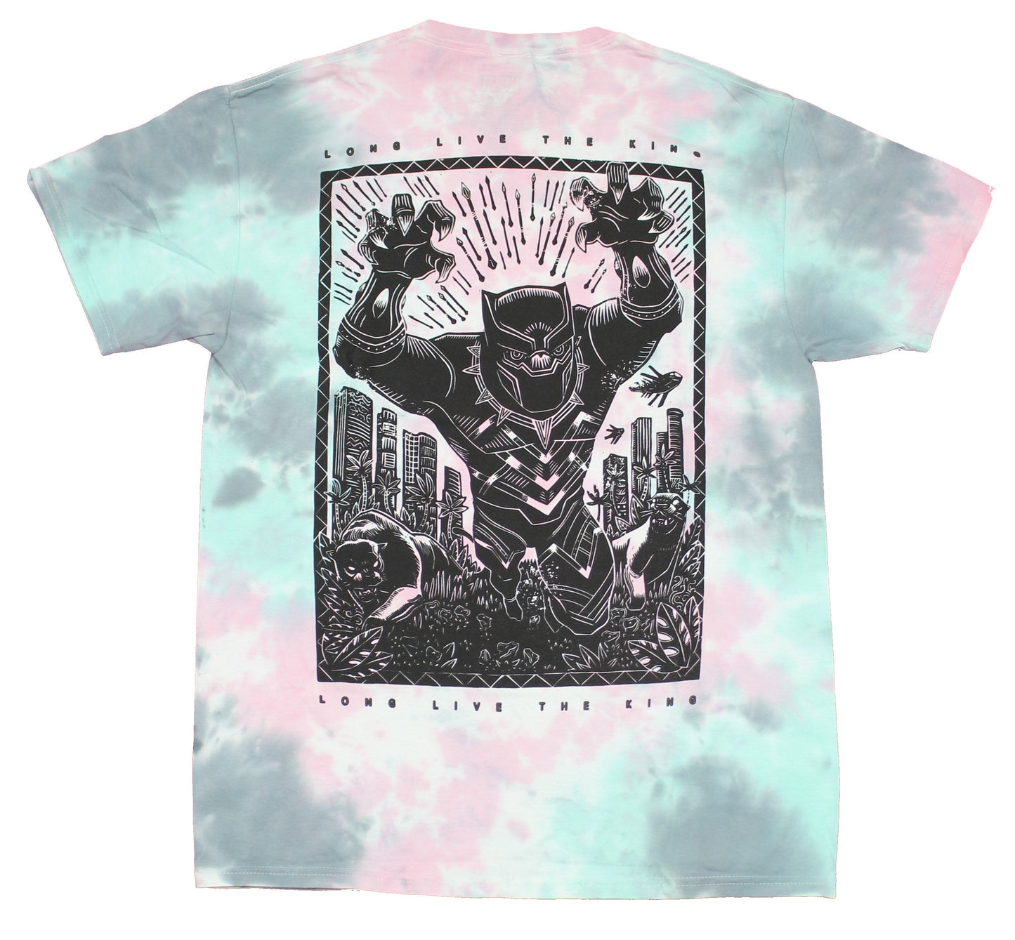 Black Panther Mens T-Shirt - Wakanda Forever Lapel Long Live The King Back