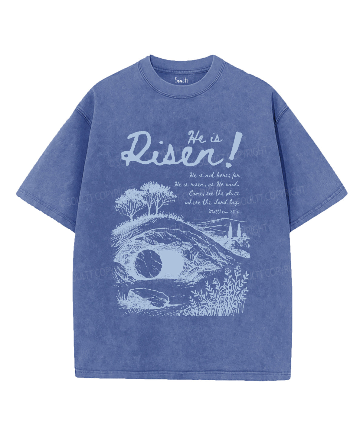 He Is Risen Unisex Washed Christian T-shirt Style006
