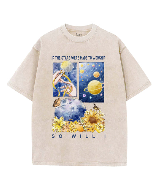 If The Stars Were Made For Worship Washed Christian T-shirt