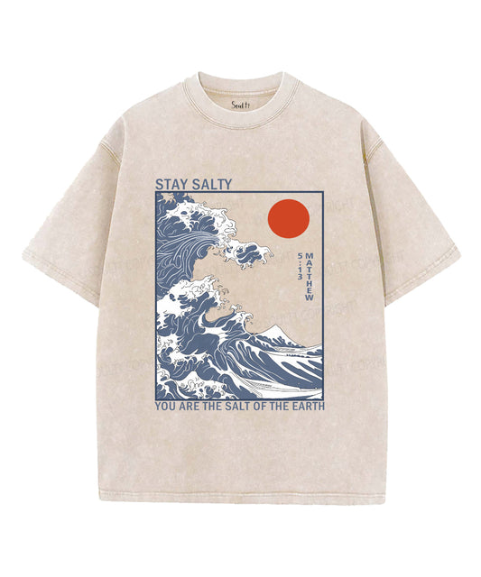 Stay Salty Unisex Washed Christian T-shirt Style015