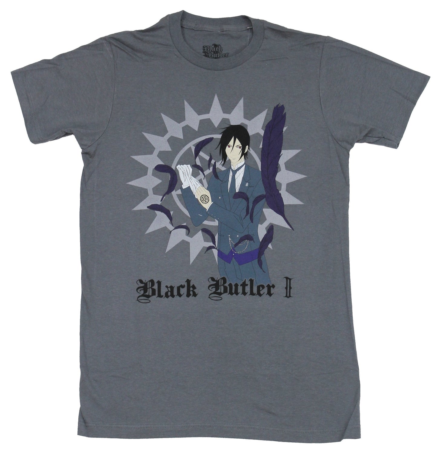 Black Butler Mens T-Shirt - Sebastian Removing Glove Amongst Feathers