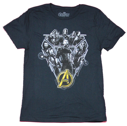 Avengers Infinity War Mens T-Shirt  - Log Gray Scale Giant Movie Cast Image