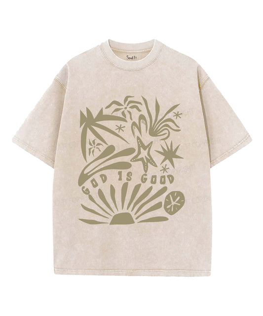 God Is Good Unisex Washed Christian T-shirt Style007