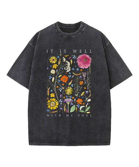 It Is Well With My Soul Washed Christian T-shirt Style014