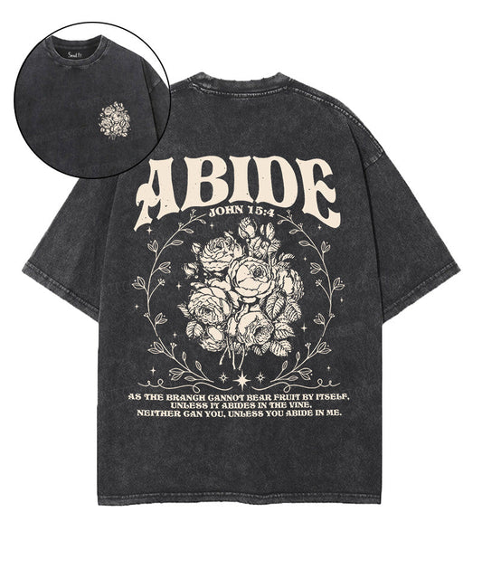 Abide Double Sided Unisex Washed Christian T-shirt