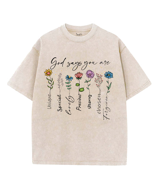 God Says You Are Unisex Washed Christian T-shirt Style003