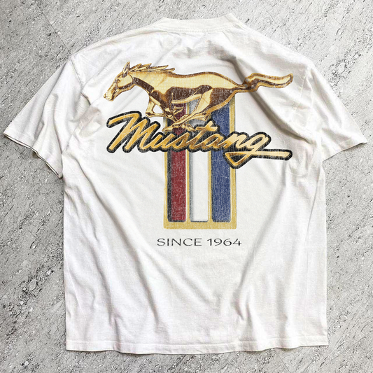 64' MUSTANG WASHED WHITE HEAVYWEIGHT TEE