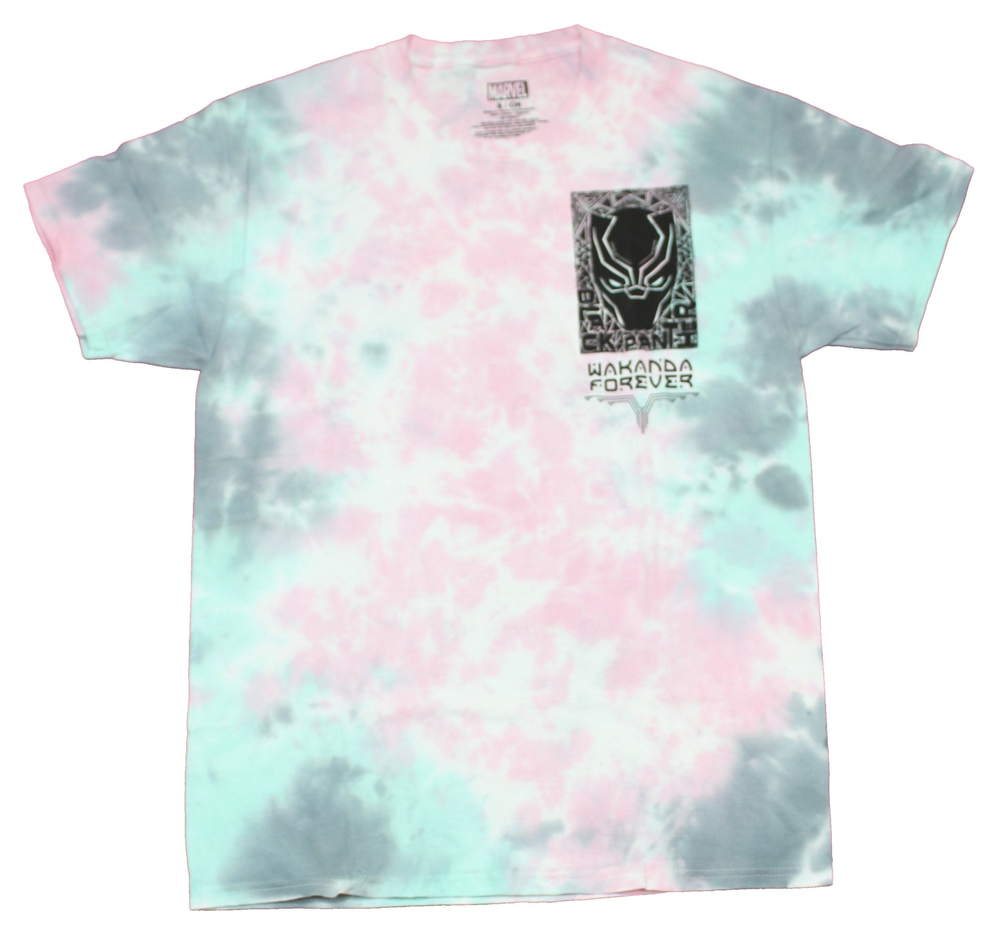 Black Panther Mens T-Shirt - Wakanda Forever Lapel Long Live The King Back