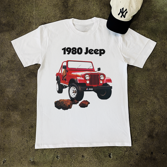 '1980 JEEP' OFF ROAD HEAVY WHITE TEE