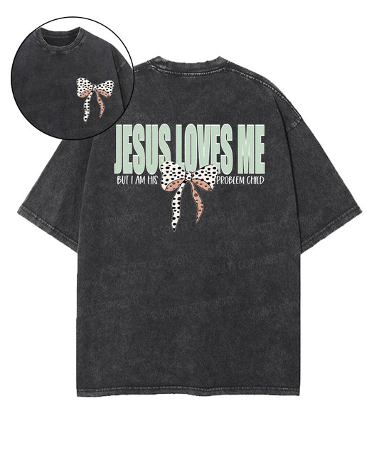 JESUS LOVES ME Double Sided Unisex Washed Christian T-shirt