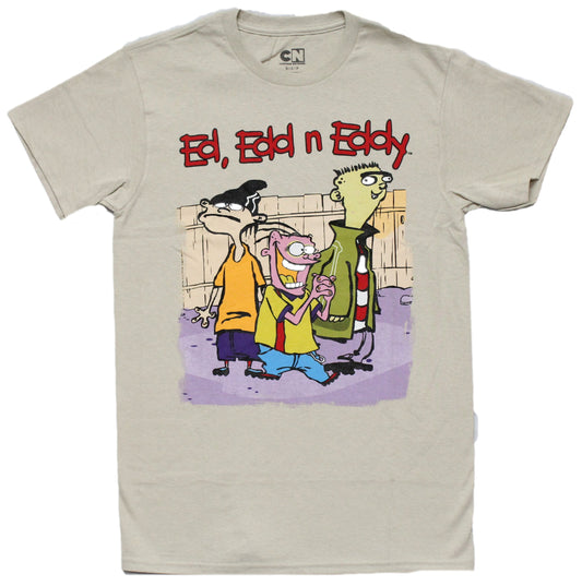 Ed, Edd n Eddy Mens T-shirt - Classic Trio In Front of Fence