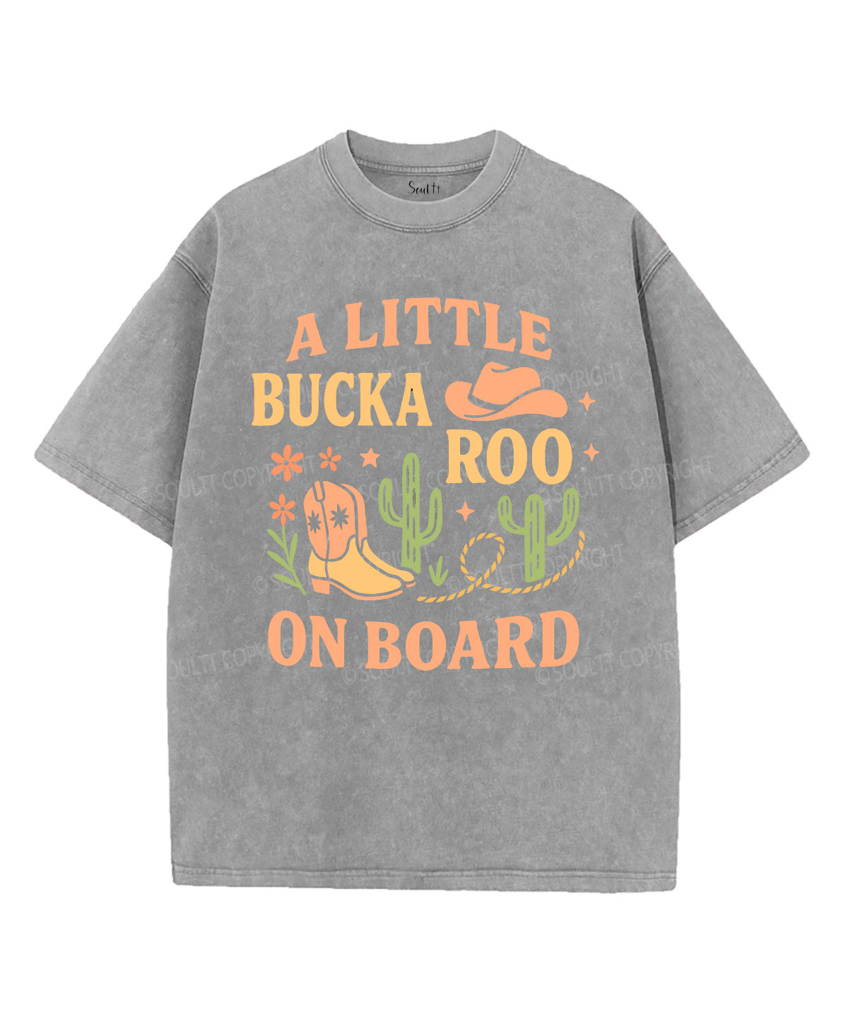 A Little Bucka Roo On Board Unisex Washed Christian T-shirt