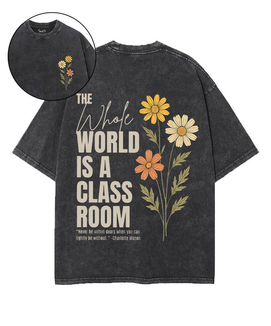 World Is A Classroom Double Sided Unisex Washed Christian T-shirt
