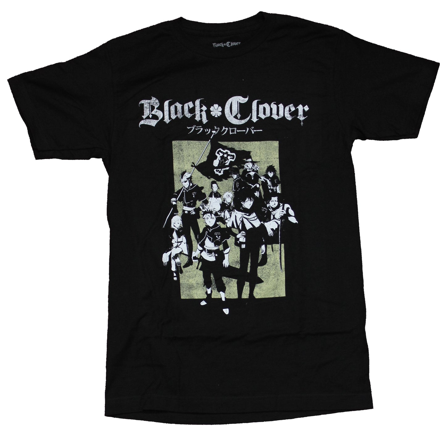 Black Clover Mens T-Shirt - Distressed Standing Group Boxed Under Name