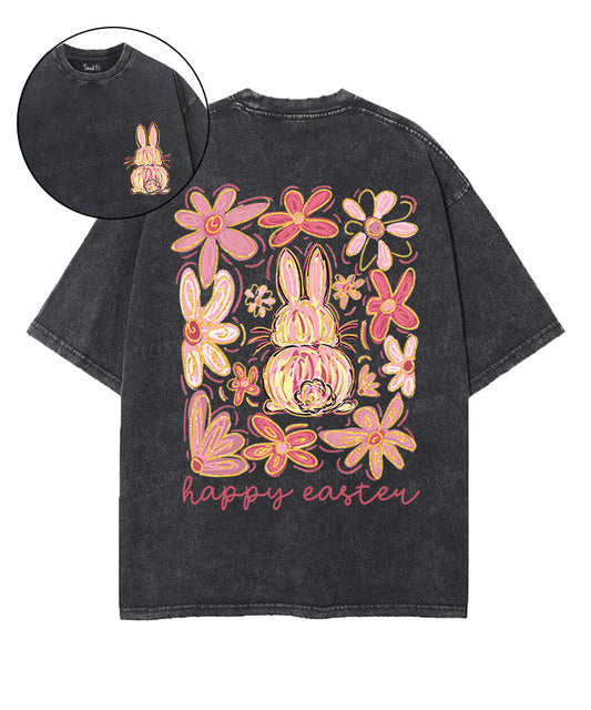 Happy Easter Double Sided Unisex Washed Christian T-shirt