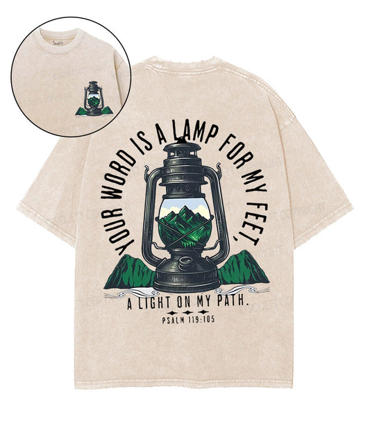 A Light On My Path Double Sided Unisex Washed Christian T-shirt