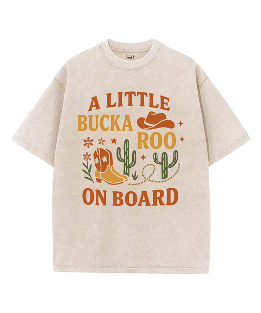 A Little Bucka Roo On Board Unisex Washed Christian T-shirt