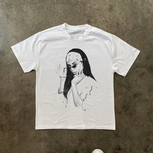 AALIYAH 2001 HEAVYWEIGHT WHITE T-SHIRT