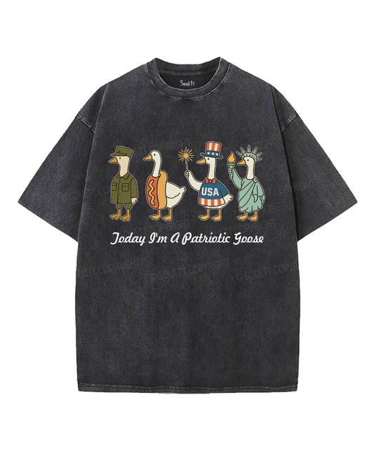 Today I'm A Patriotic Goose Unisex Washed Christian T-shirt