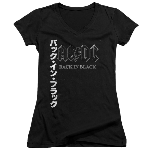 AC/DC Back In The Day Kanji - Juniors V-Neck T-Shirt