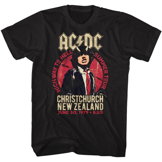 AC/DC Mens S/S T-Shirt - Nz Tour - Solid Black