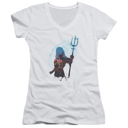 Aquaman Movie Silhouette - Juniors V-Neck T-Shirt