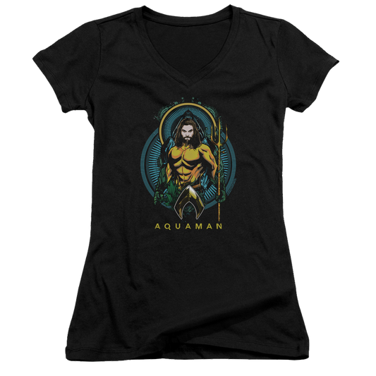 Aquaman Movie Aqua Nouveau - Juniors V-Neck T-Shirt