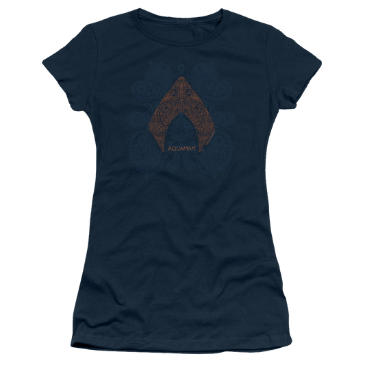 Aquaman Movie Aqua Paisley - Juniors T-Shirt