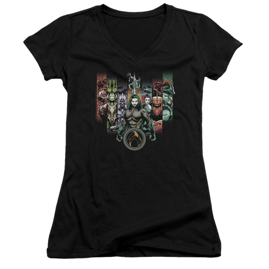 Aquaman Movie Unite The Kingdoms - Juniors V-Neck T-Shirt