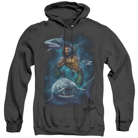Aquaman Movie Swimming With Sharks - Heather Pullover Hoodie